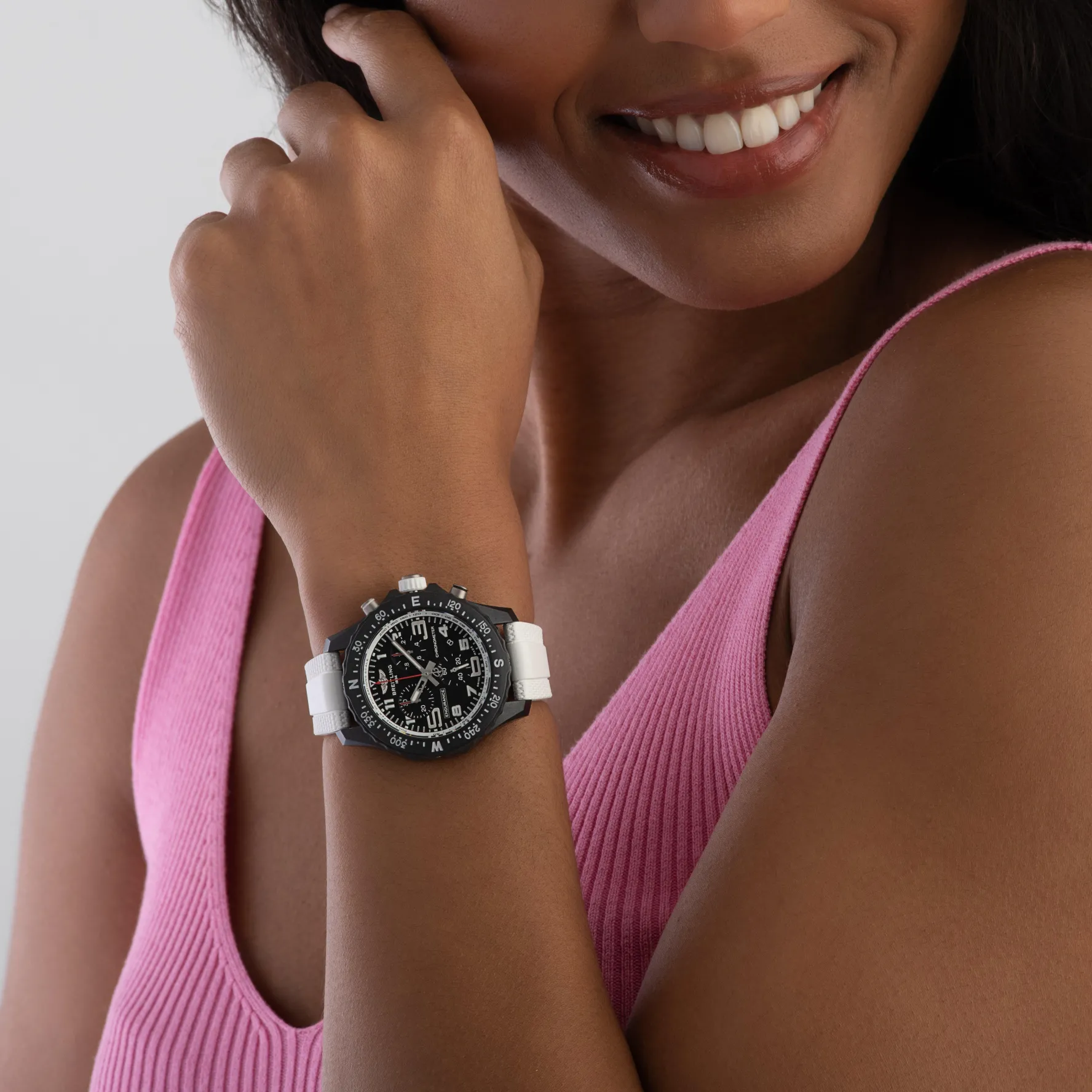 Breitling Endurance Pro 38mm Chronograph White Rubber Strap Ladies Watch