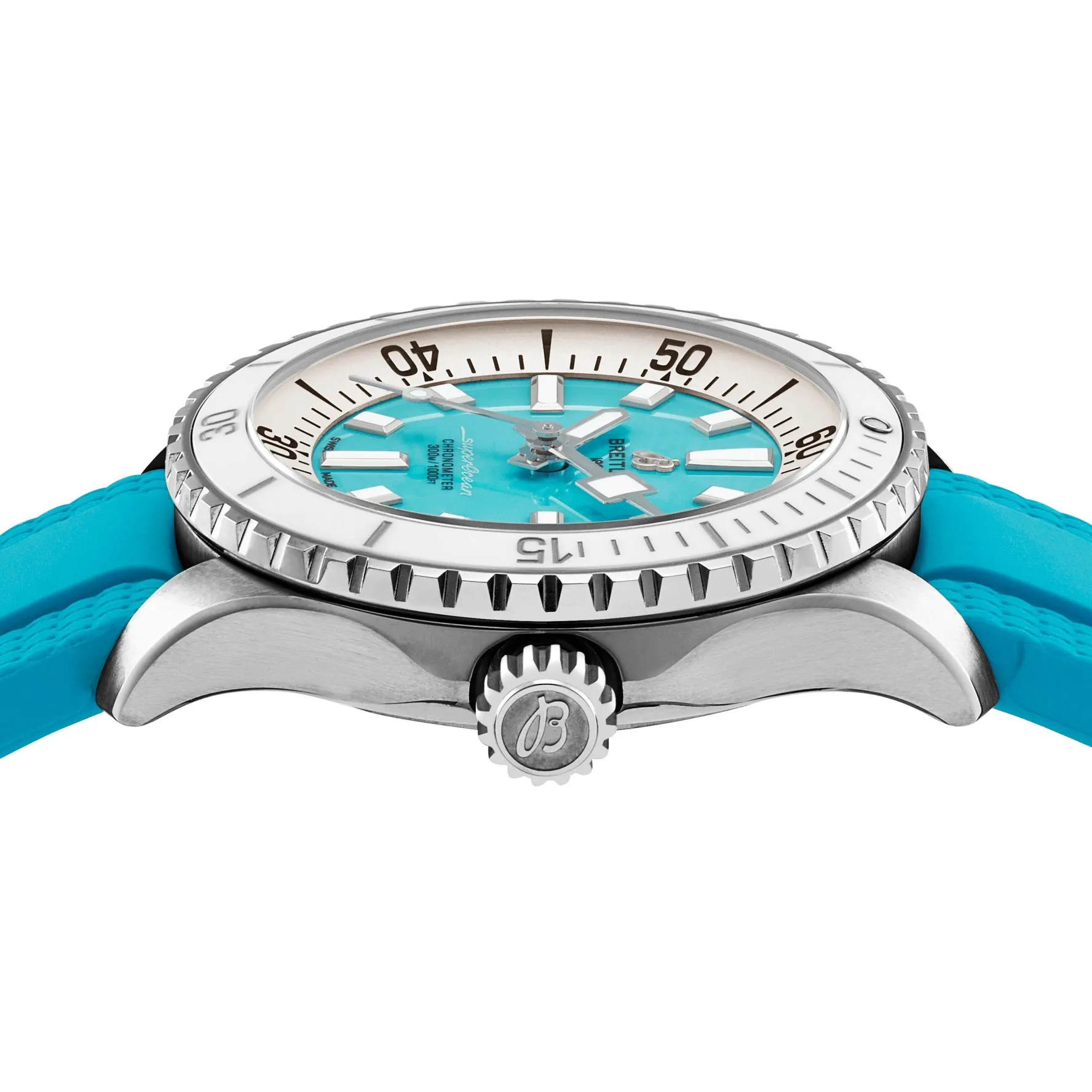 Breitling Superocean Automatic 36mm Turquoise Rubber Strap Ladies Watch