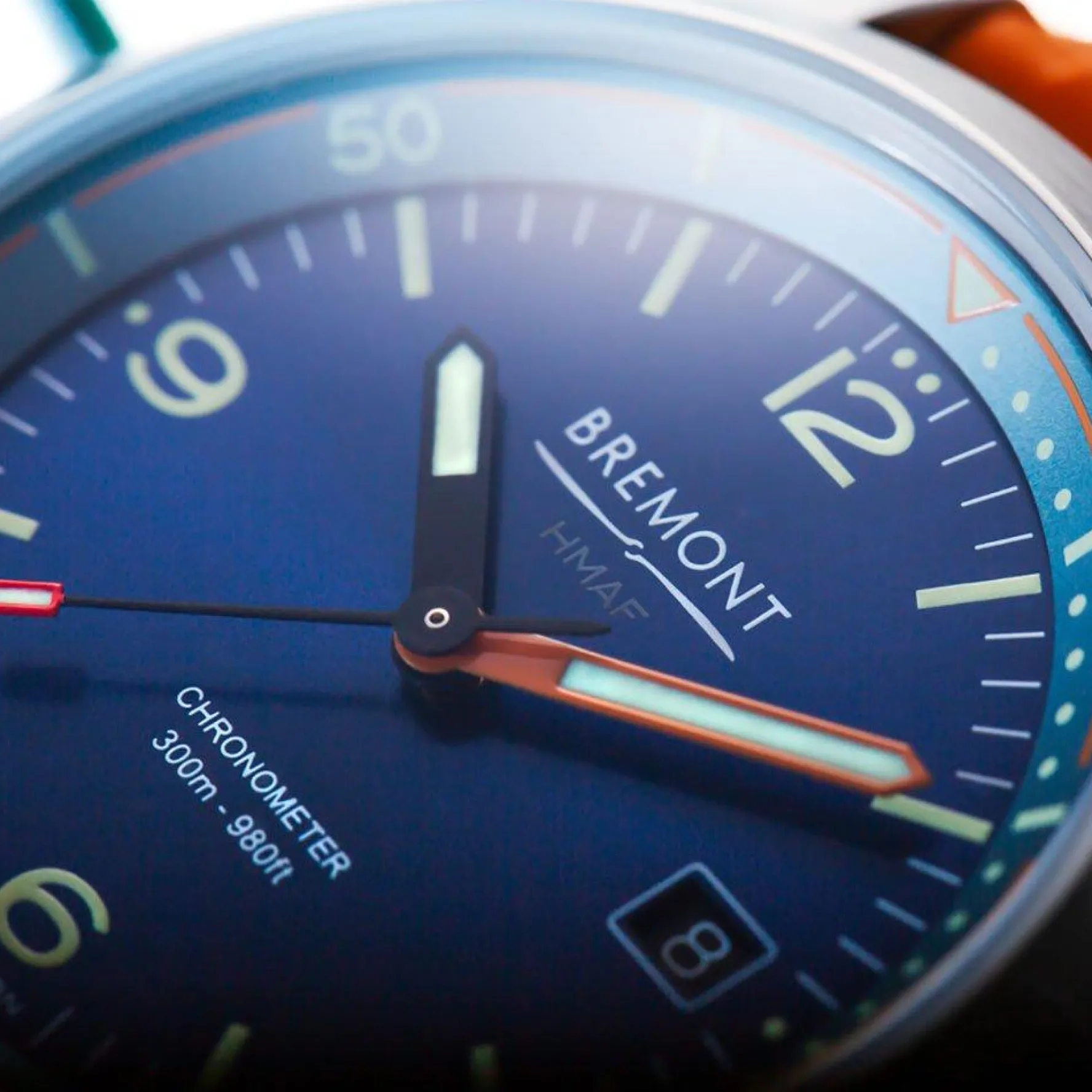 Bremont Argonaut Azure 42mm Orange Rubber Strap Automatic Men's Watch