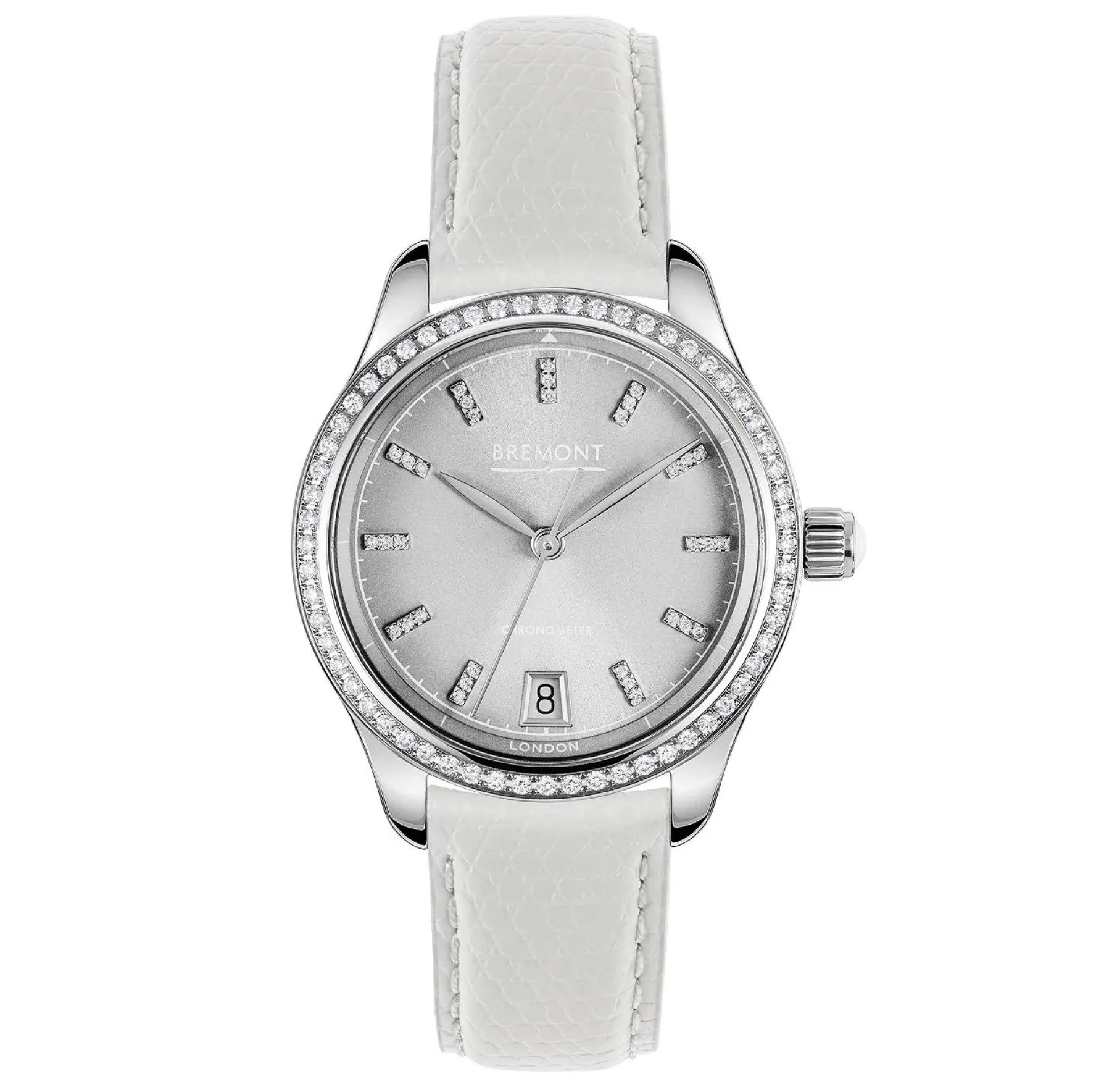 Bremont Lady K 34mm Diamond White Leather Strap Automatic Ladies Watch