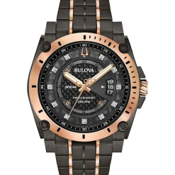 Bulova Icon Champlain 46mm Black Ion and Rose Gold Plated Diamond Men’s Watch