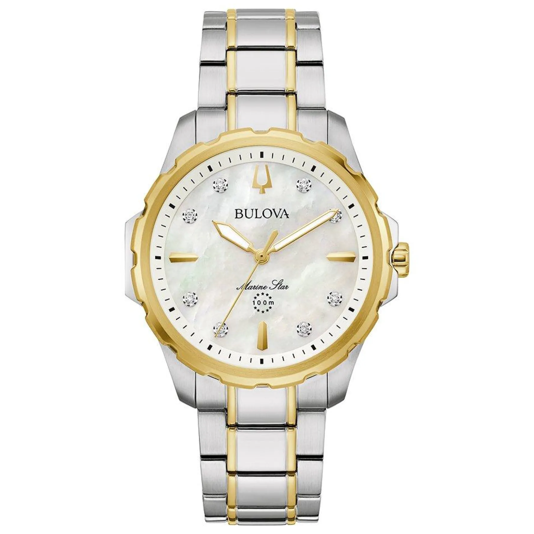 Bulova Marine Star 36mm Stainless Steel and Yellow Gold Plated Diamond Ladies Watch