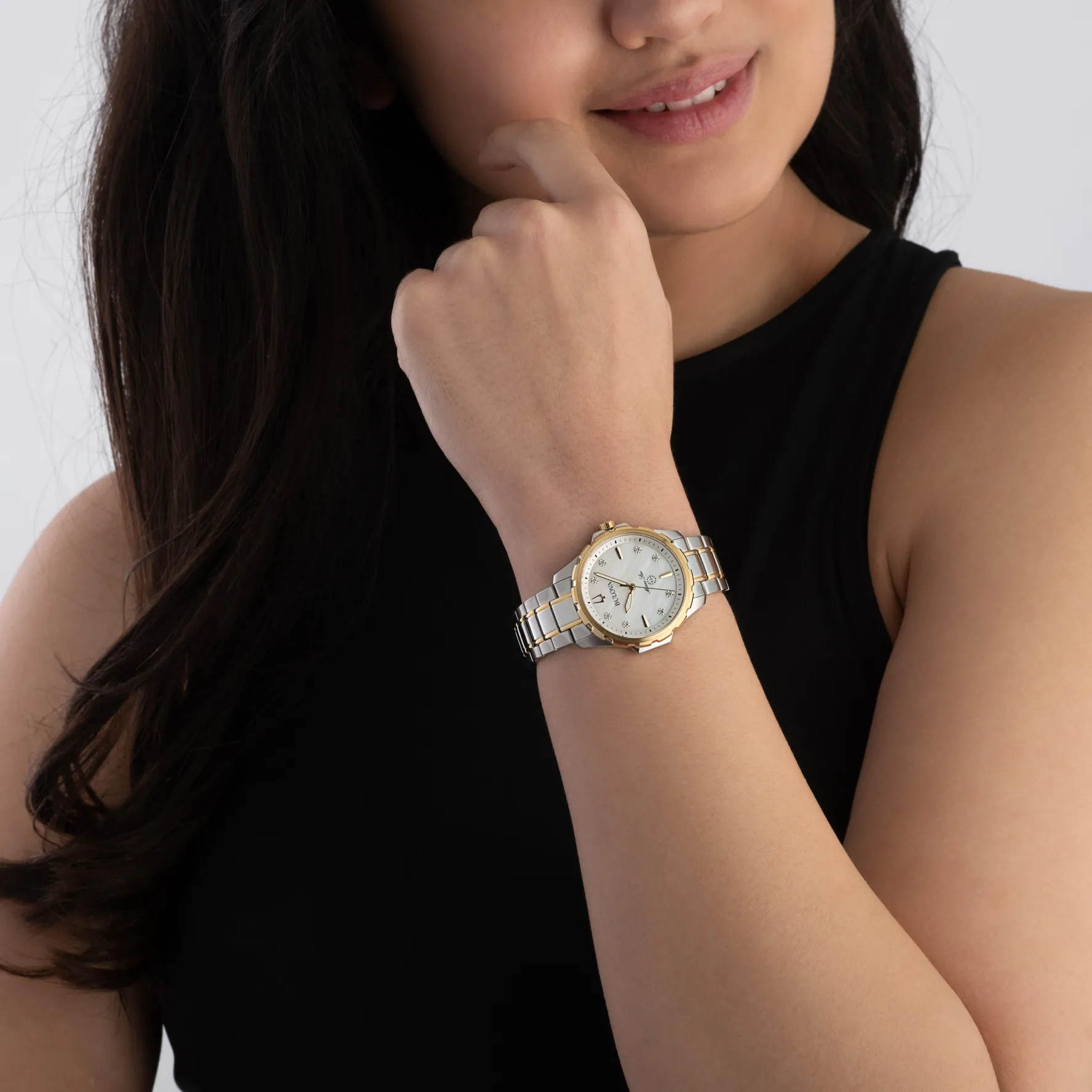 Bulova Marine Star 36mm Stainless Steel and Yellow Gold Plated Diamond Ladies Watch