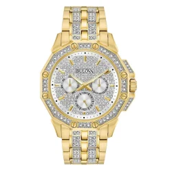 Bulova Octava 42mm Yellow Gold Plated Crystal Men’s Watch