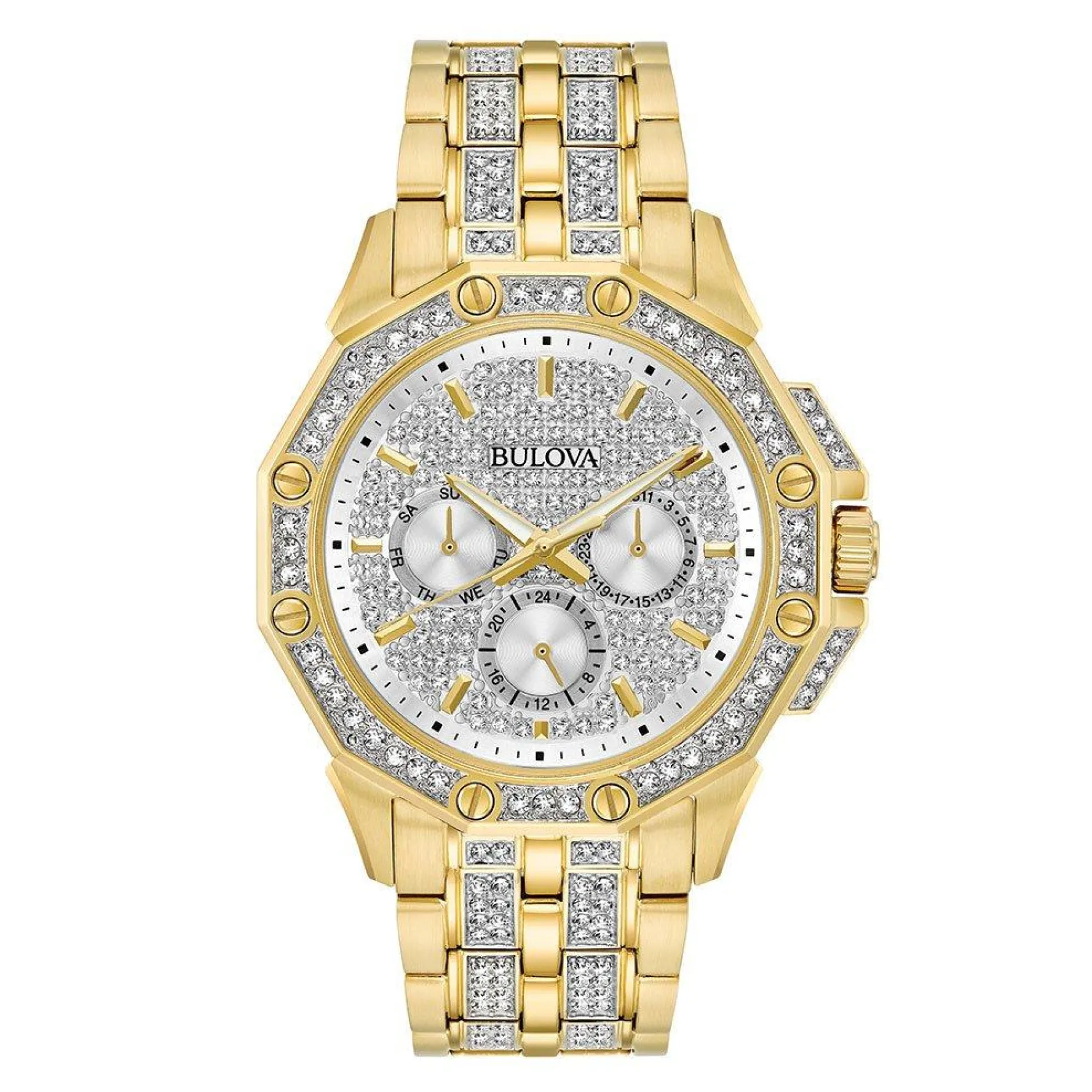 Bulova Octava 42mm Yellow Gold Plated Crystal Men’s Watch