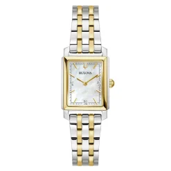 Bulova Sutton 21mm Stainless Steel and Yellow Gold Plated Diamond Ladies Watch
