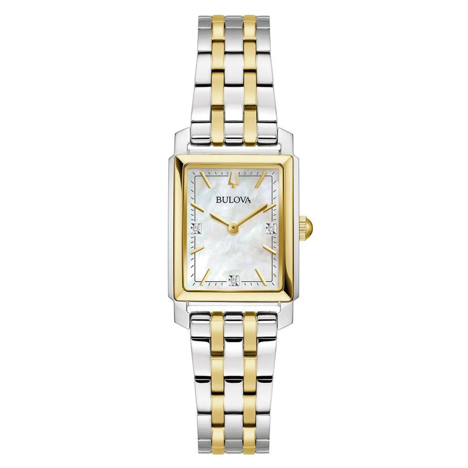 Bulova Sutton 21mm Stainless Steel and Yellow Gold Plated Diamond Ladies Watch