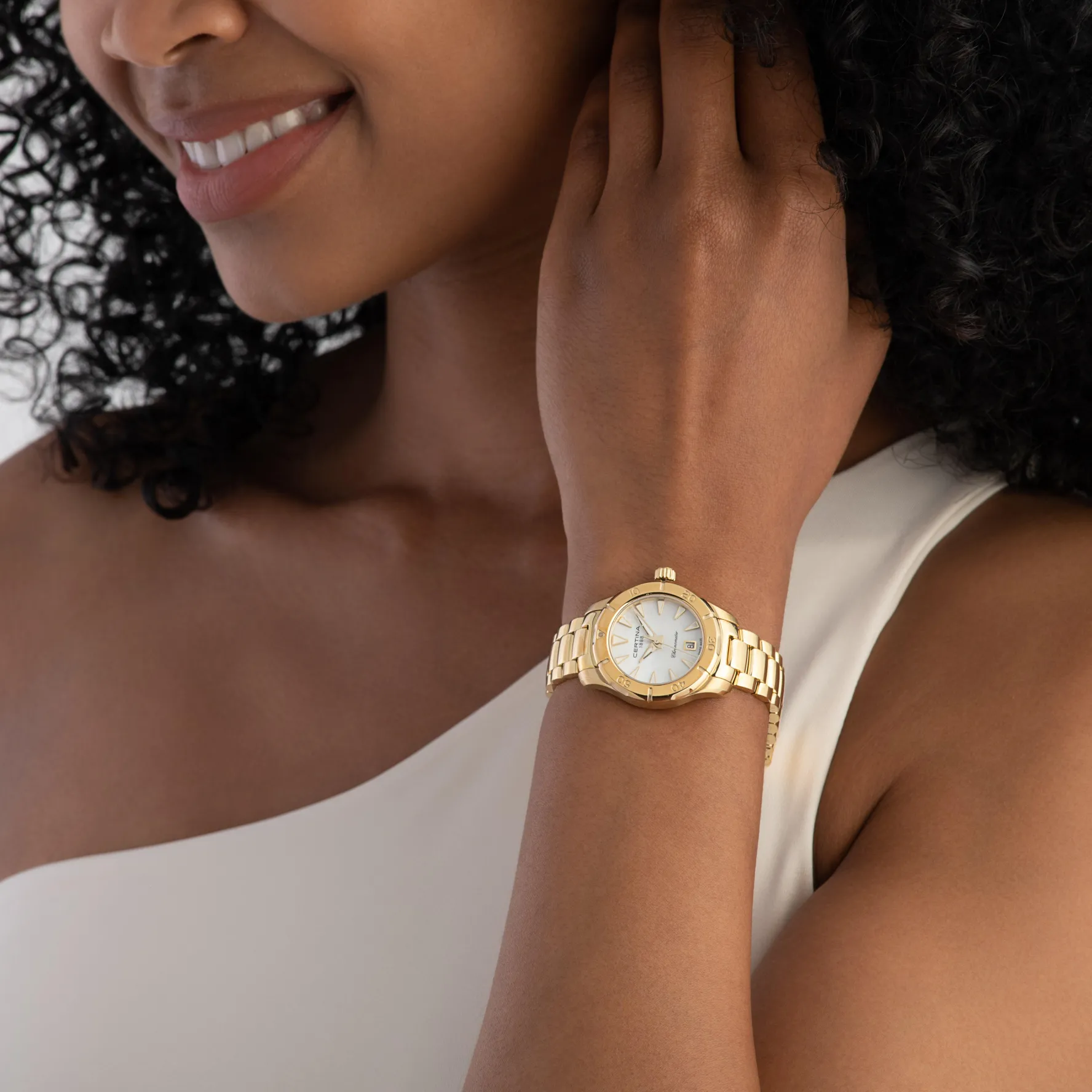 Certina DS Action 29mm Yellow Gold Plated Mother of Pearl Chronometer Ladies Watch