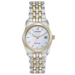 Citizen 28mm Stainless Steel and Yellow Gold Tone Mother of Pearl Ladies Watch