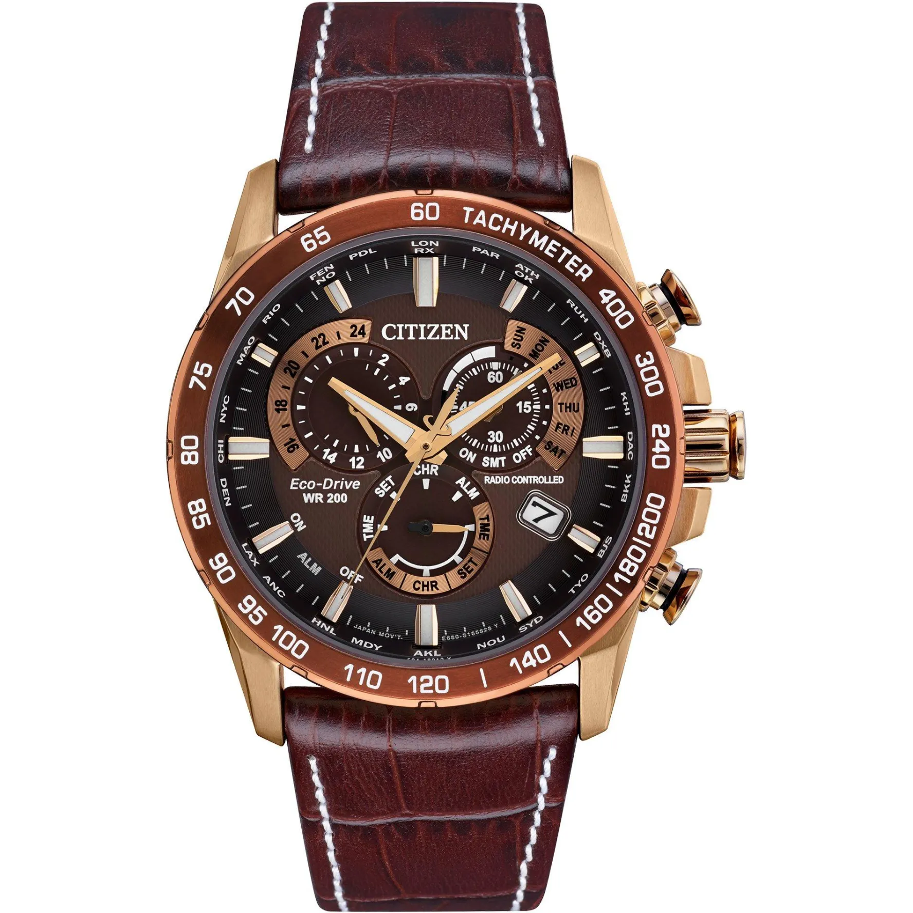 Citizen Perpetual Chrono A.T 43mm Rose Gold Tone Chronograph Eco-Drive Men's Watch