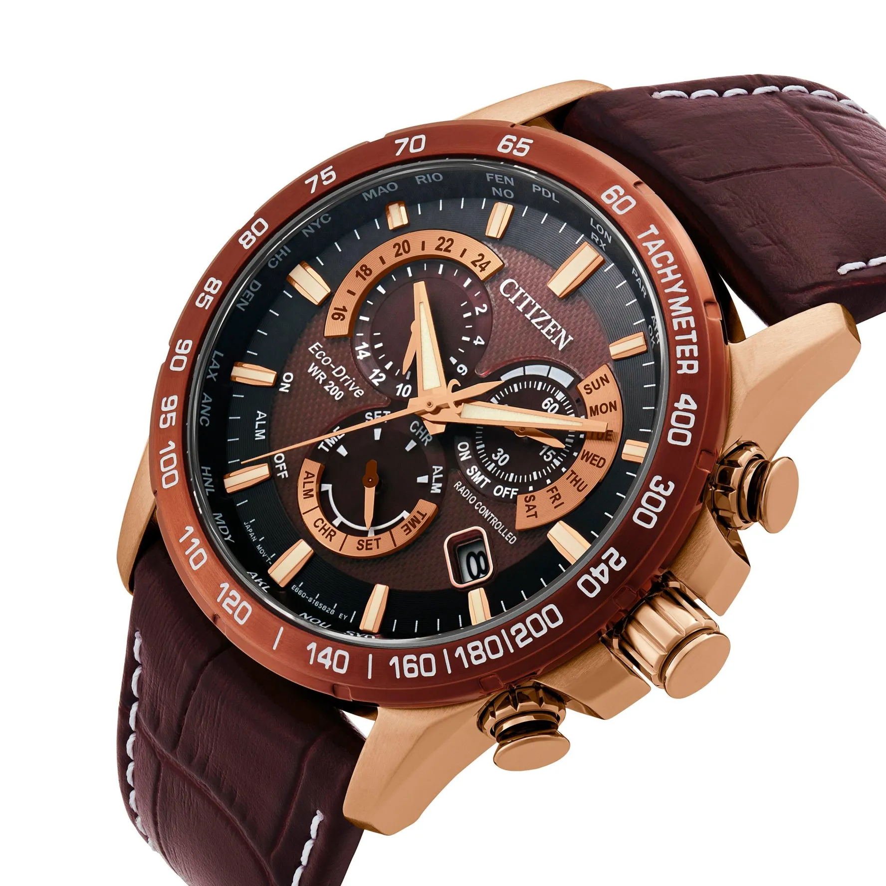 Citizen Perpetual Chrono A.T 43mm Rose Gold Tone Chronograph Eco-Drive Men's Watch