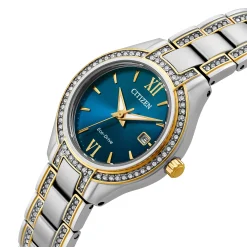 Citizen Silhouette 30mm Stainless Steel and Yellow Gold Tone Crystal Eco Drive Ladies Watch