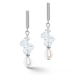 Coeur De Lion Freshwater Pearl and Crystal Drop Earrings