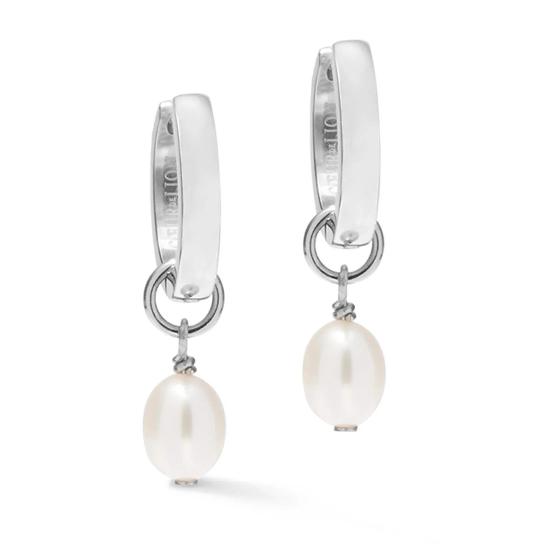 Coeur De Lion Freshwater Pearl Drop Hoop Earrings