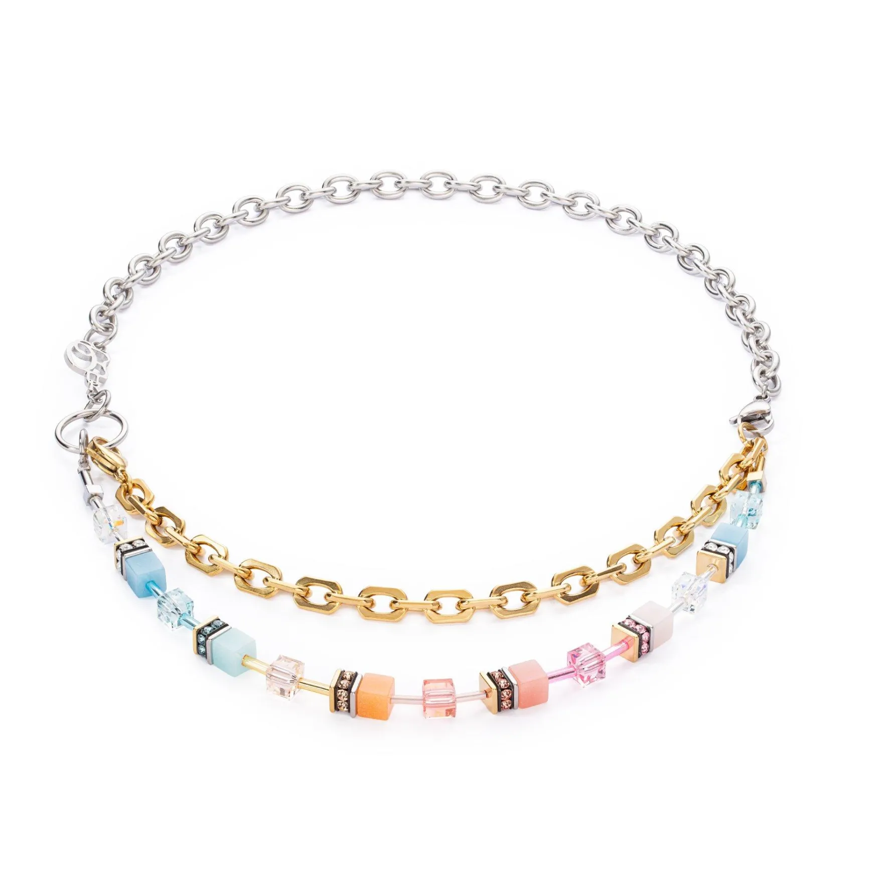 Coeur De Lion GeoCUBE Yellow Gold Tone Layered Necklace
