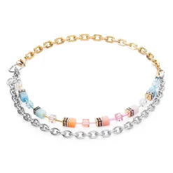 Coeur De Lion GeoCUBE Yellow Gold Tone Layered Necklace
