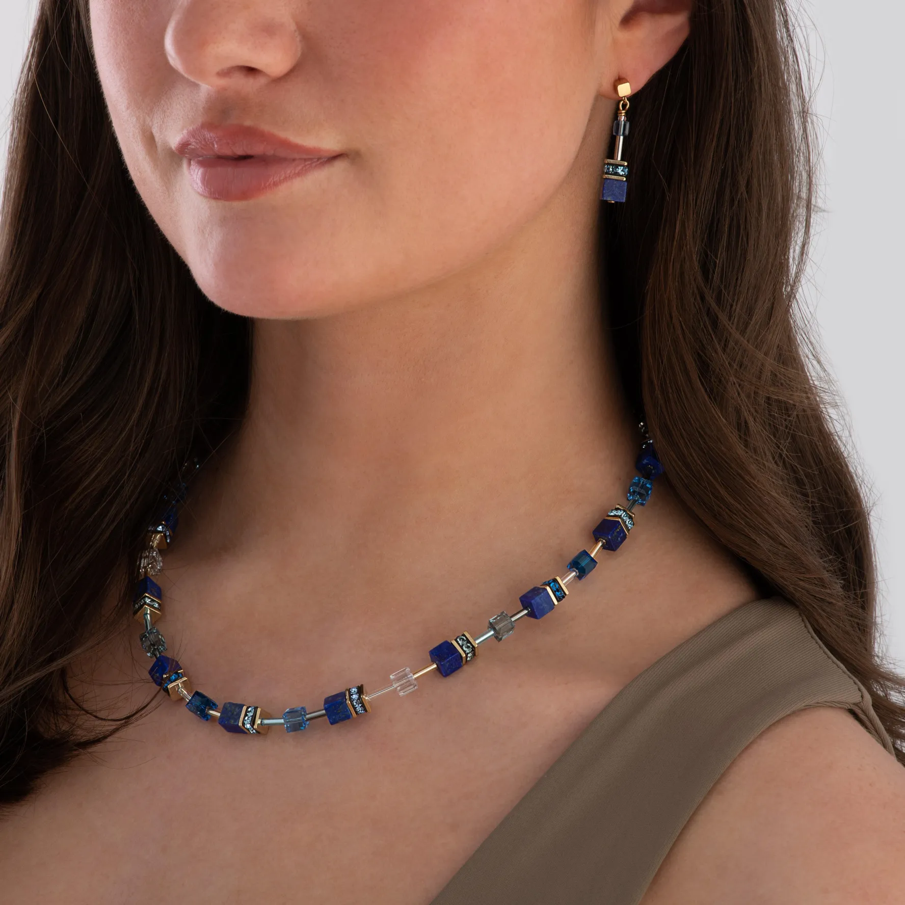 Coeur De Lion GeoCUBE Yellow Gold Tone Necklace