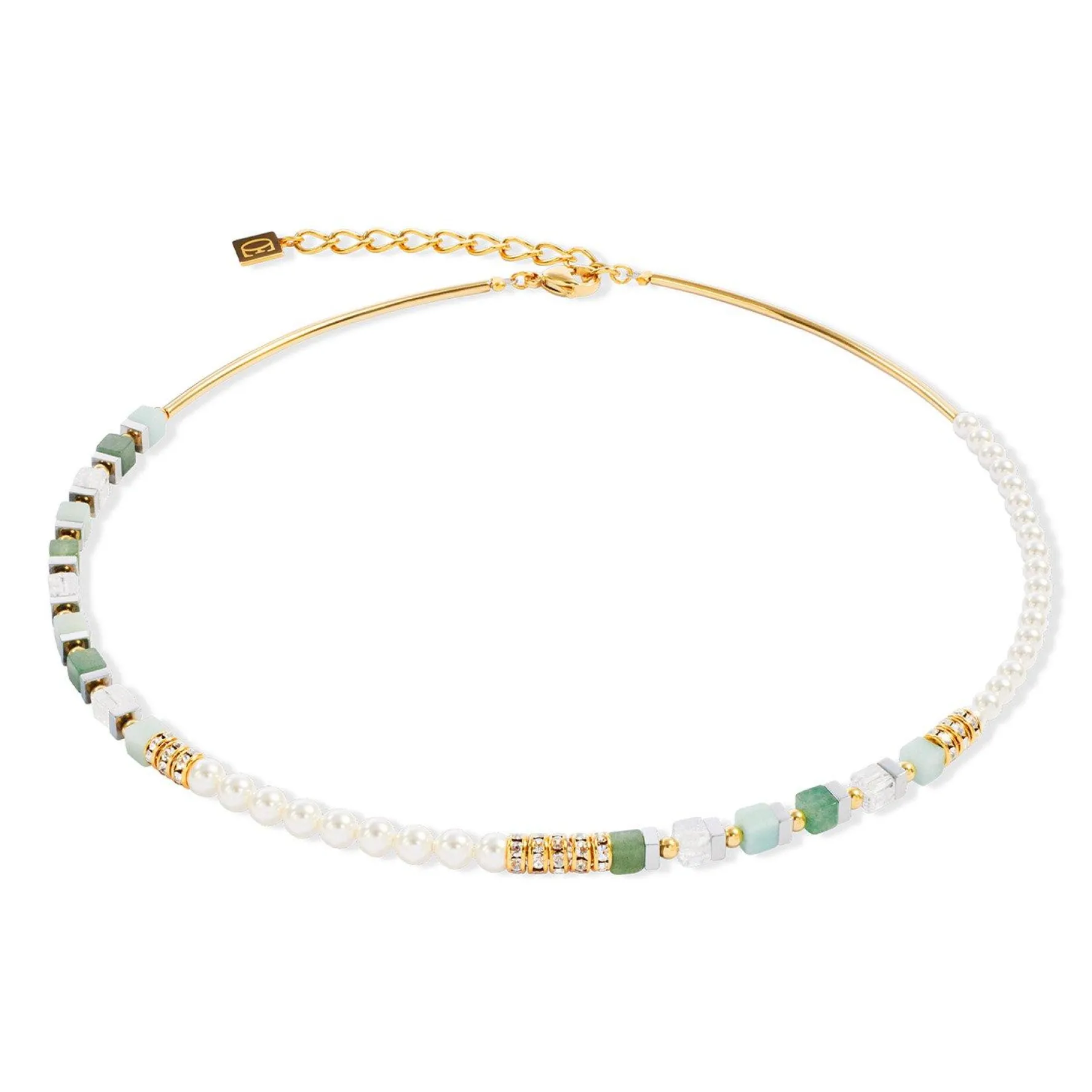 Coeur De Lion Precious Fusion Yellow Gold Tone Pearl and Crystal Necklace