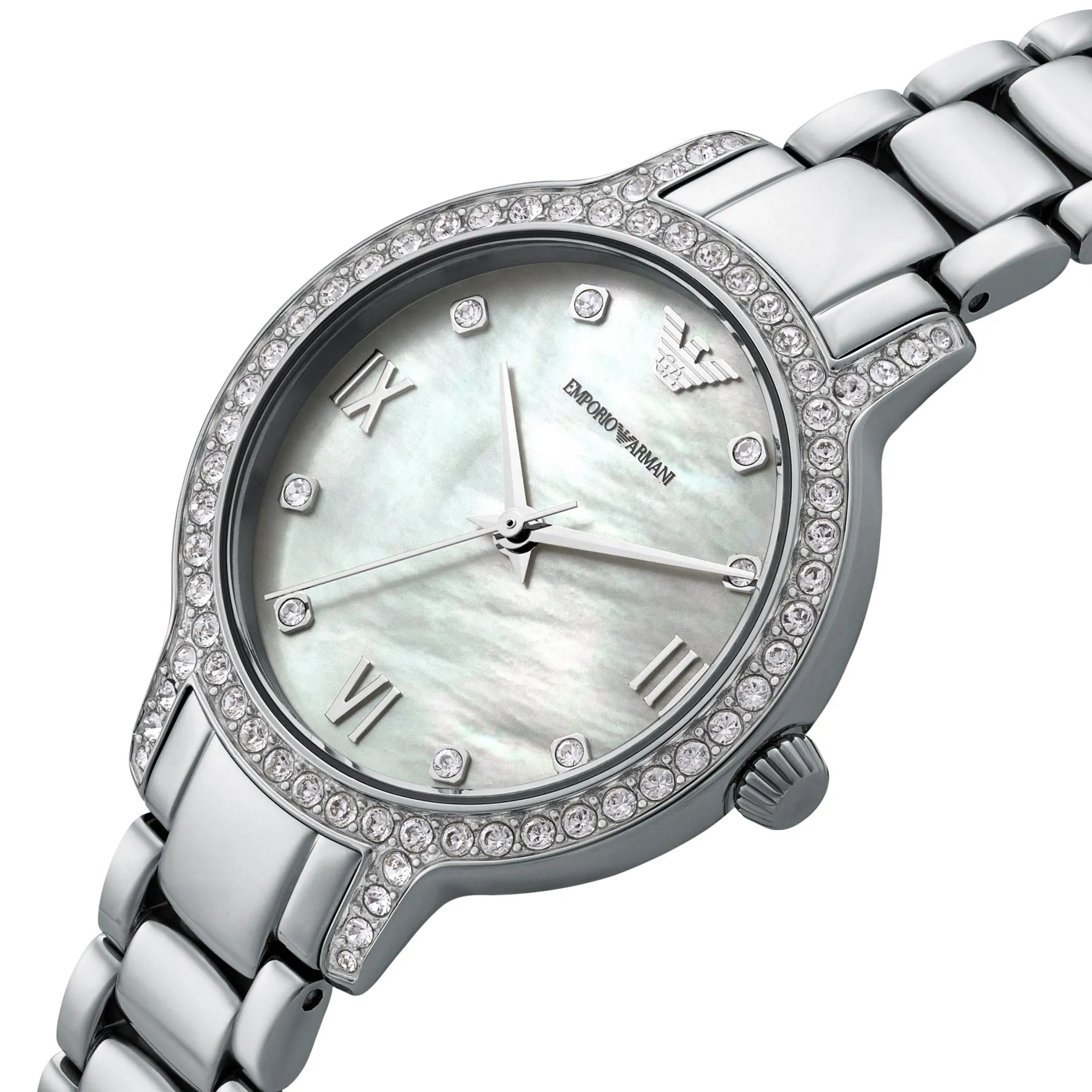 Emporio Armani 32mm Mother of Pearl Crystal Ladies Watch