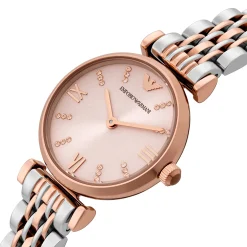 Emporio Armani 28mm Stainless Steel and Rose Gold Tone Crystal Ladies Watch