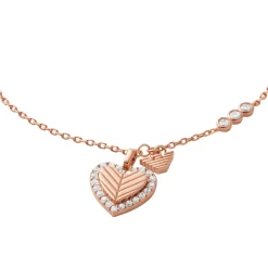Emporio Armani Rose Tone Cubic Zirconia Heart Bracelet