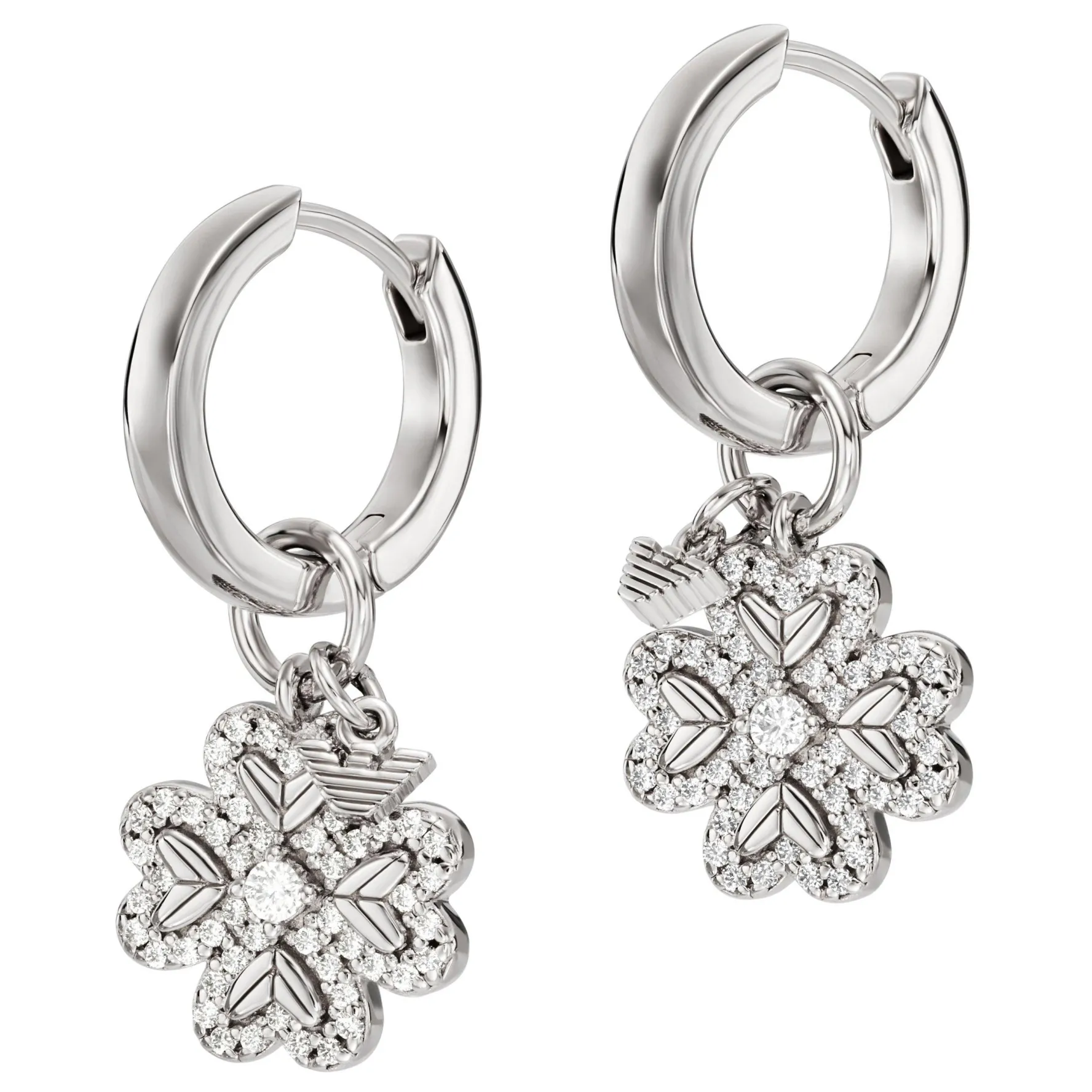 Emporio Armani Silver Cubic Zirconia Flower Drop Earrings