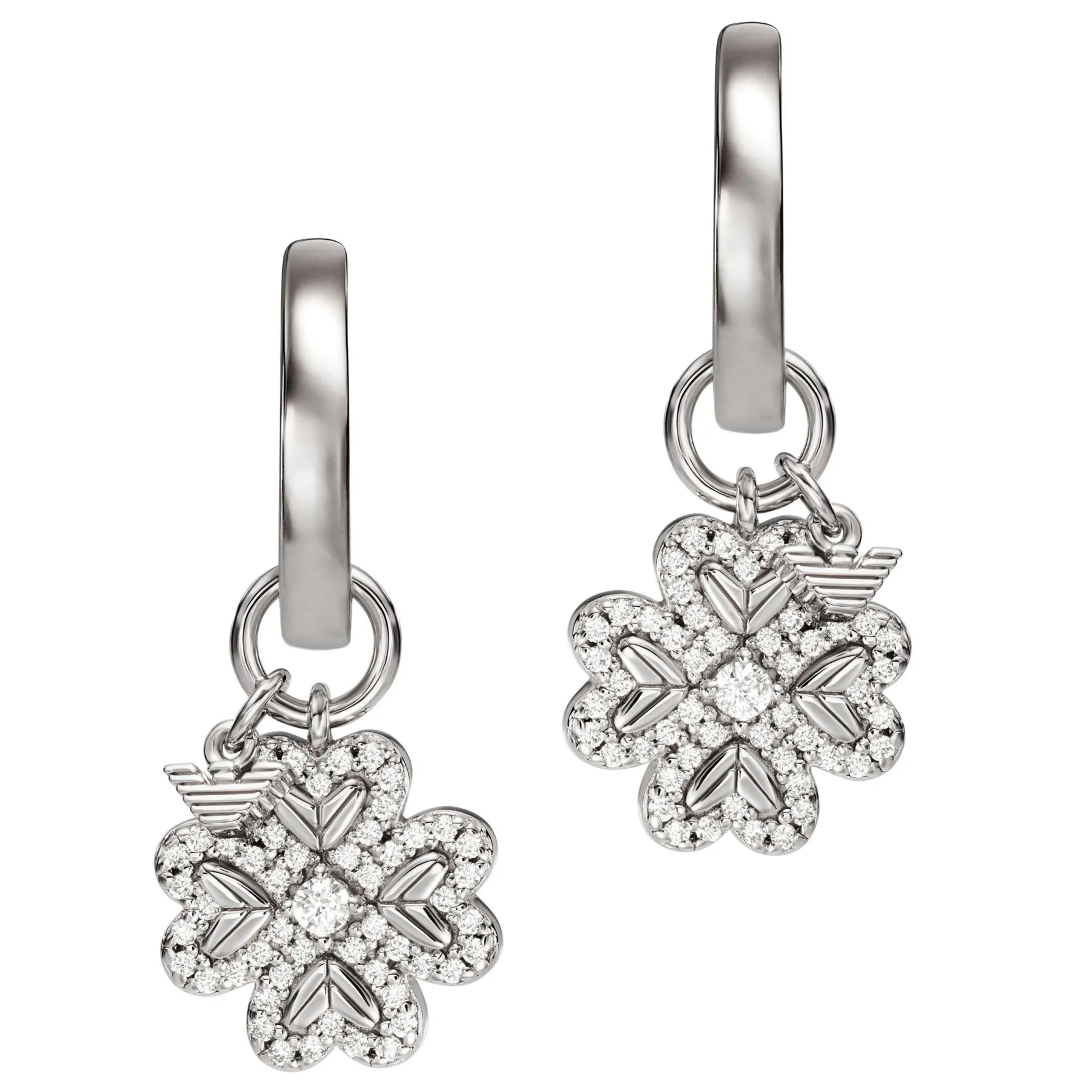 Emporio Armani Silver Cubic Zirconia Flower Drop Earrings