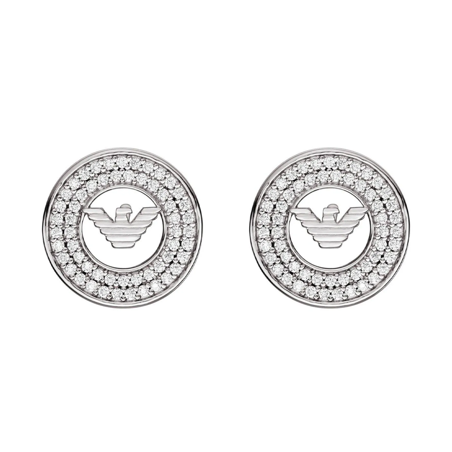 Emporio Armani Silver Plated Cubic Zirconia Stud Earrings