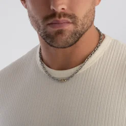 Emporio Armani Stainless Steel and Yellow Gold Plated Necklace