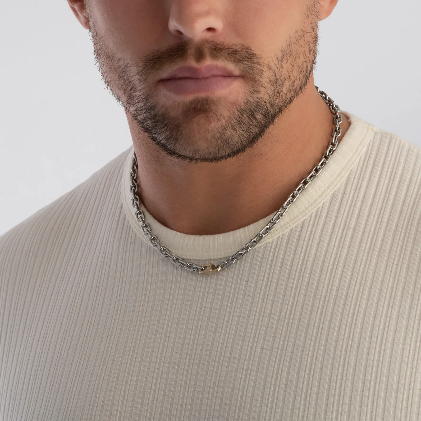 Emporio Armani Stainless Steel and Yellow Gold Plated Necklace