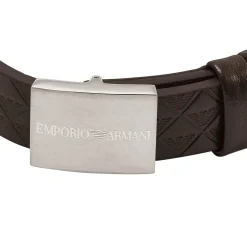 Emporio Armani Stainless Steel Brown Leather Bracelet