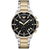 Emporio Armani World Explorer Solar 43.5mm Stainless Steel and Yellow Gold Tone Chronograph Men’s Watch