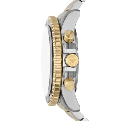 Emporio Armani World Explorer Solar 43.5mm Stainless Steel and Yellow Gold Tone Chronograph Men’s Watch
