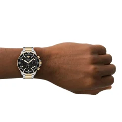 Emporio Armani World Explorer Solar 43.5mm Stainless Steel and Yellow Gold Tone Chronograph Men’s Watch