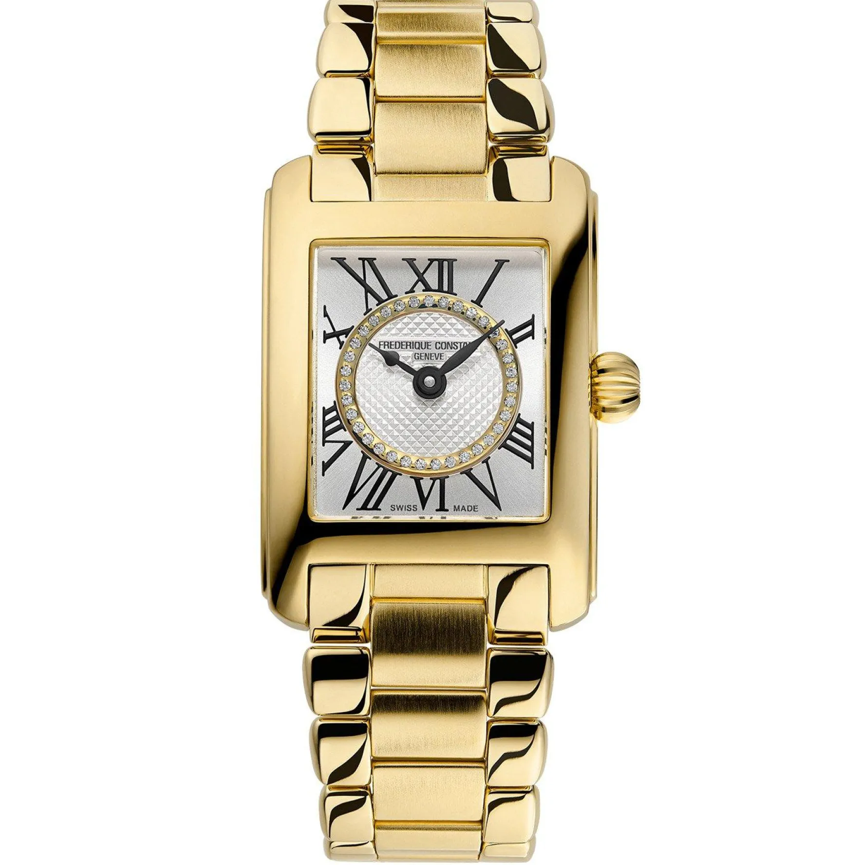 Frederique Constant Classics Carree 21mm Yellow Gold PVD Diamond Ladies Watch