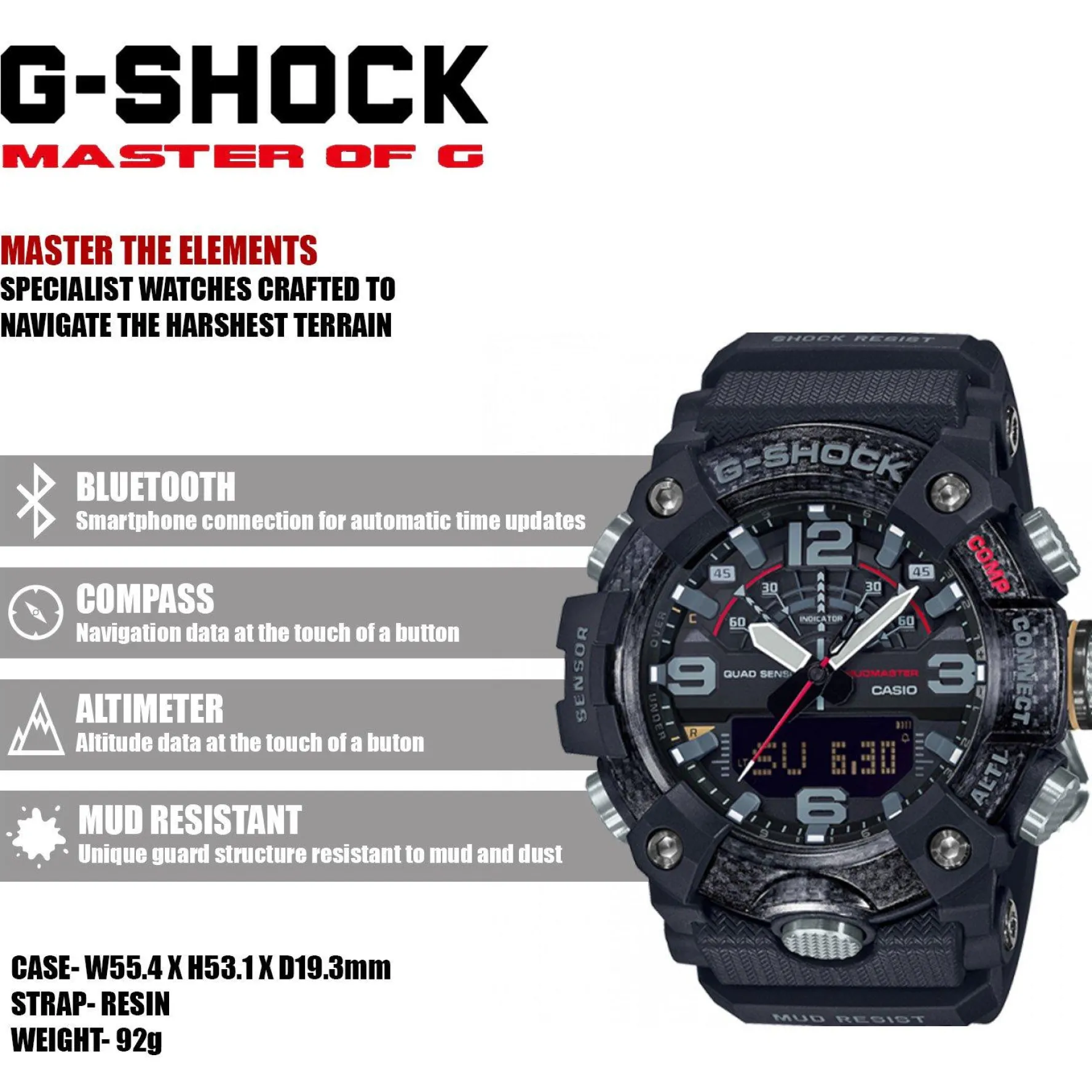 G-Shock Mudmaster Carbon Core Guard 55.4mm Men's Watch