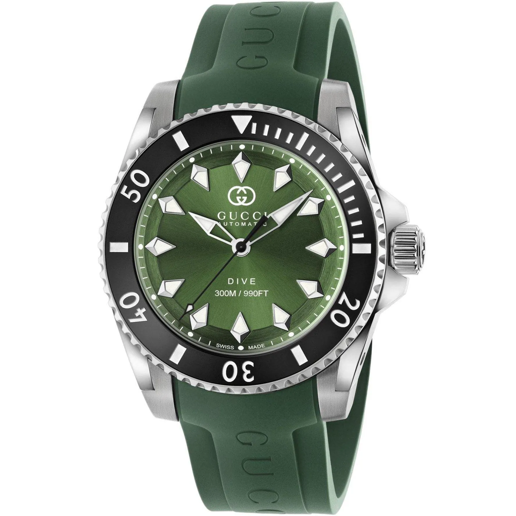 Gucci Dive 40mm Green Rubber Strap Automatic Men’s Watch