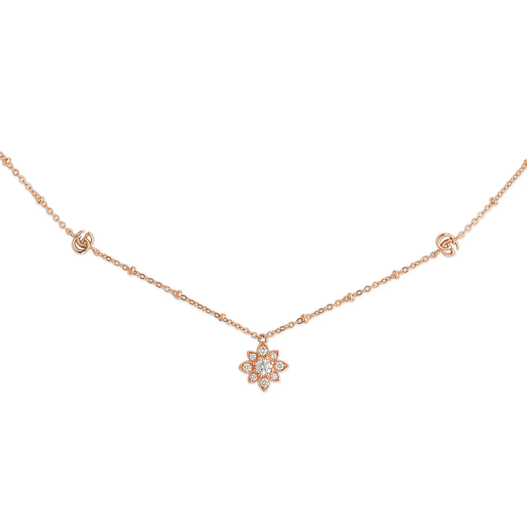 Gucci Flora 18ct Rose Gold Diamond Necklace