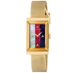 Gucci G-Frame 34mm Yellow Gold PVD Ladies Watch
