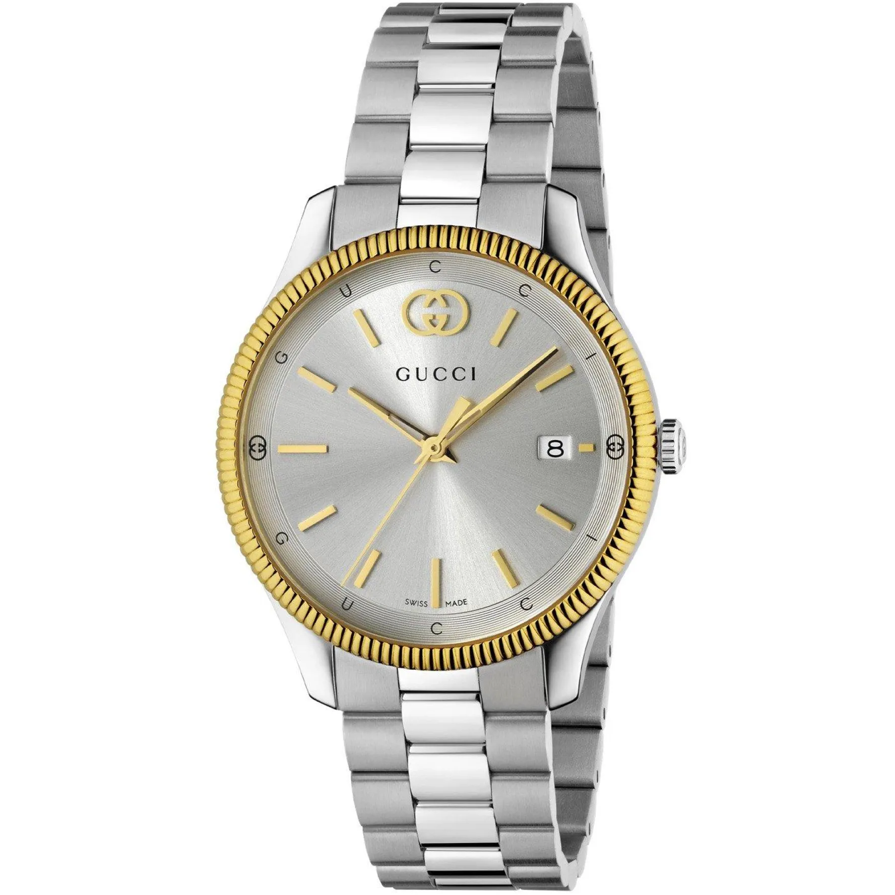 Gucci G-Timeless 38mm Stainless Steel and Yellow Gold Plated Watch