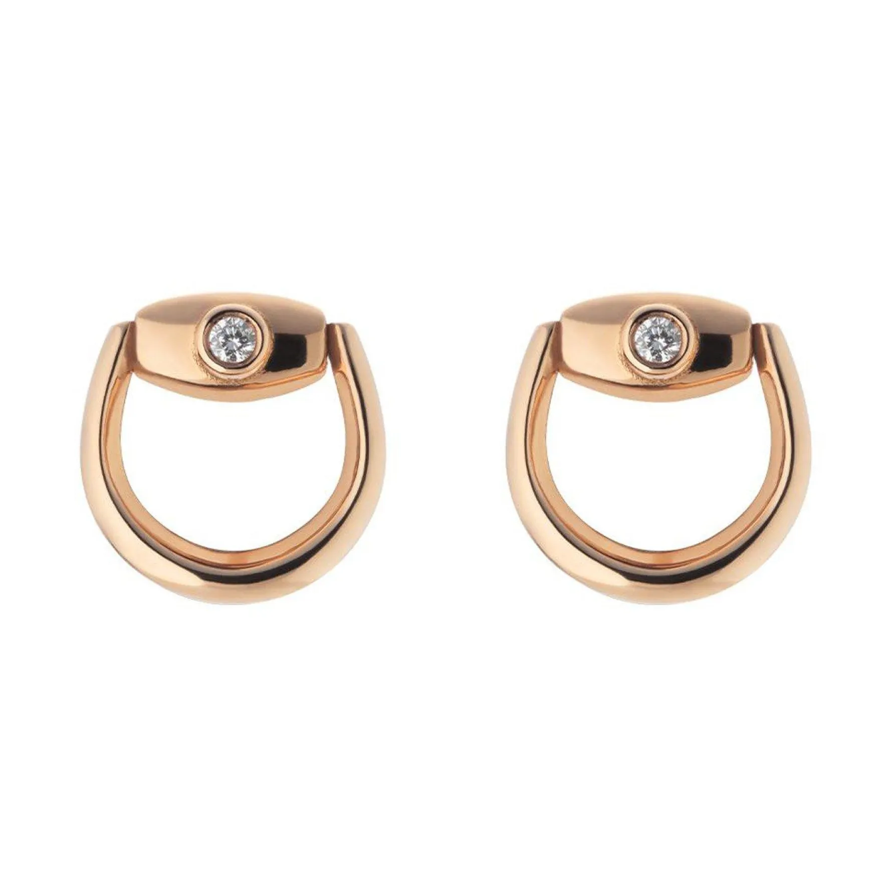 Gucci Horsebit 18ct Rose Gold Diamond Stud Earrings