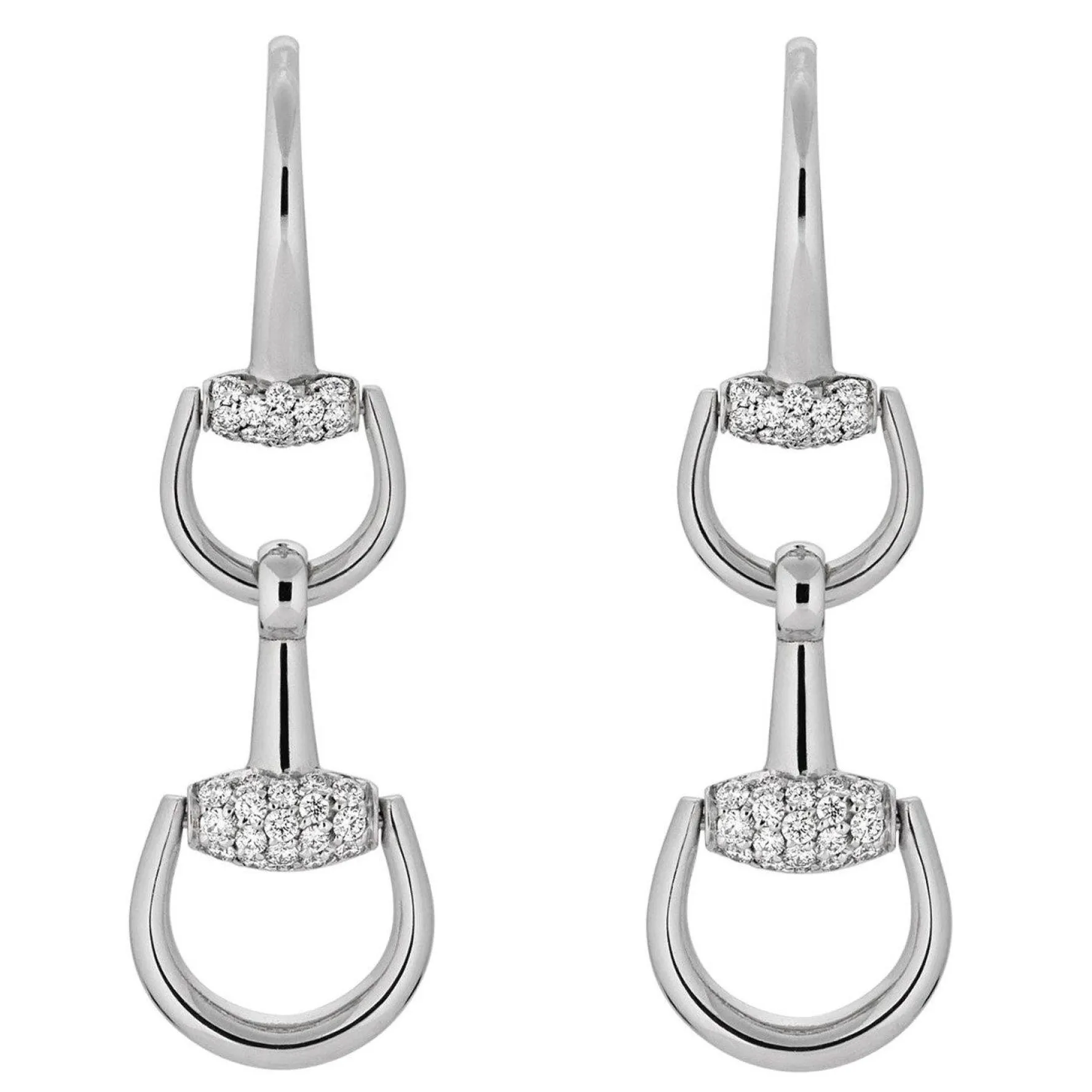 Gucci Horsebit 18ct White Gold Diamond Drop Earrings