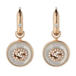 Gucci Interlocking 18ct Rose Gold Mother of Pearl Drop Earrings