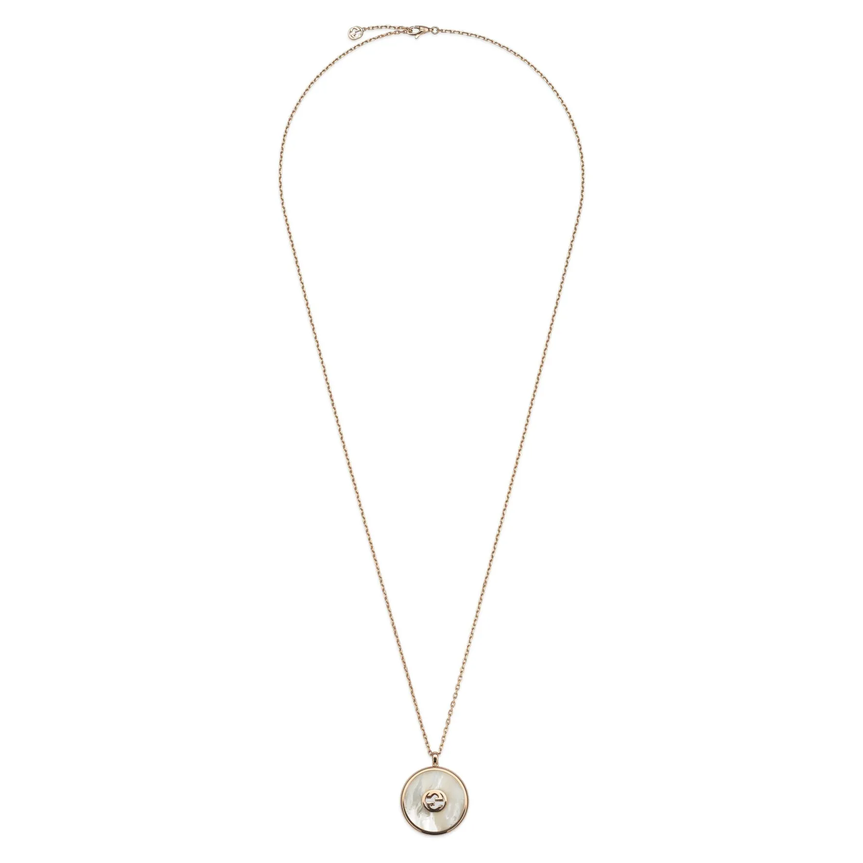 Gucci Interlocking 18ct Rose Gold Diamond Mother of Pearl Necklace