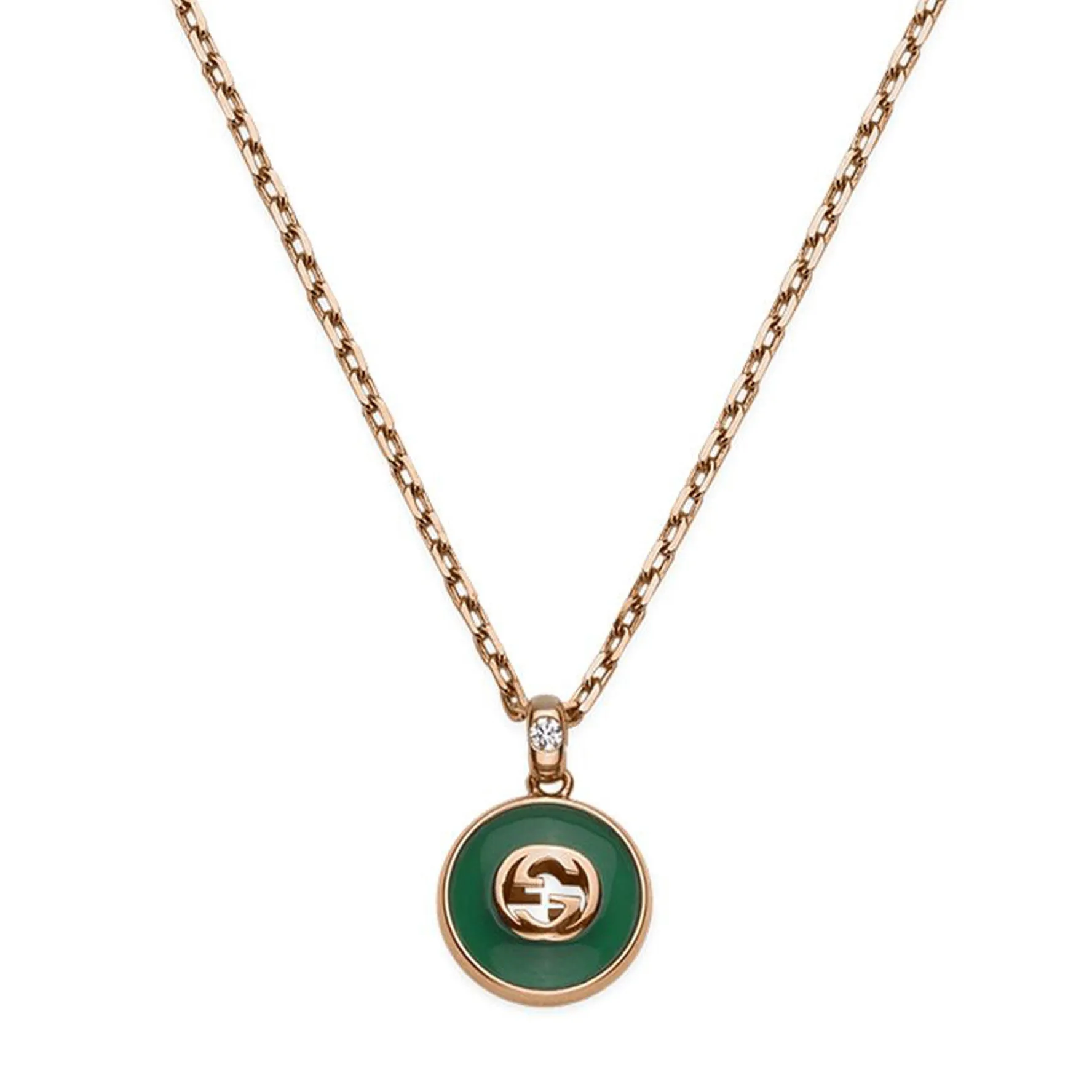 Gucci Interlocking 18ct Rose Gold Diamond Necklace