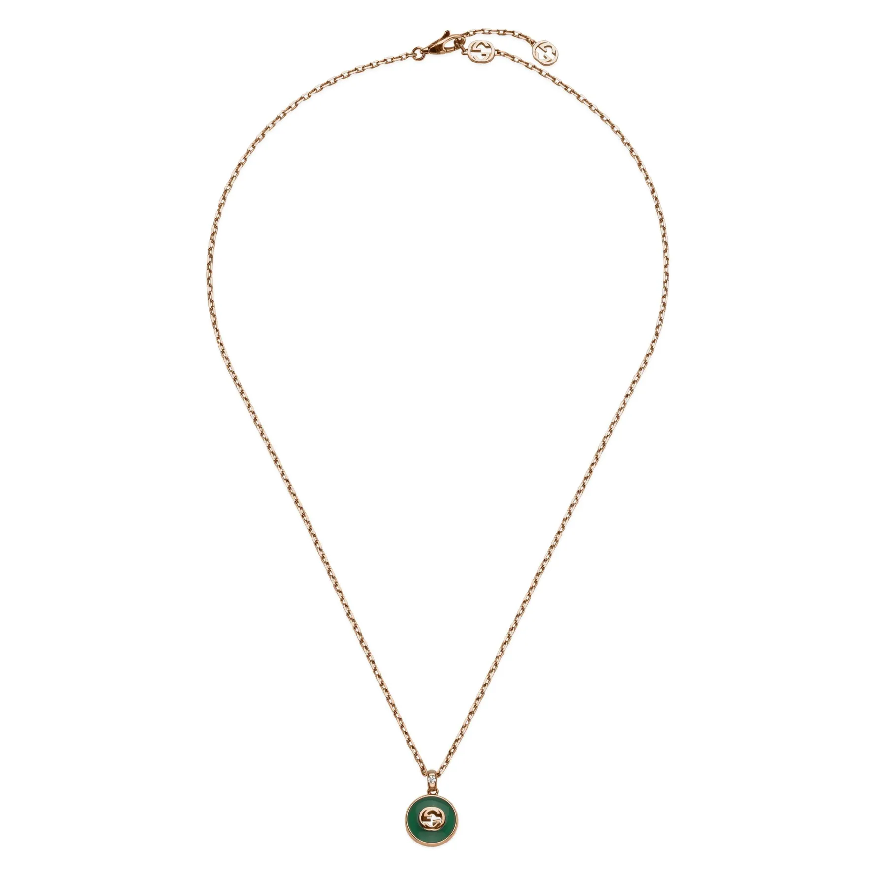 Gucci Interlocking 18ct Rose Gold Diamond Necklace