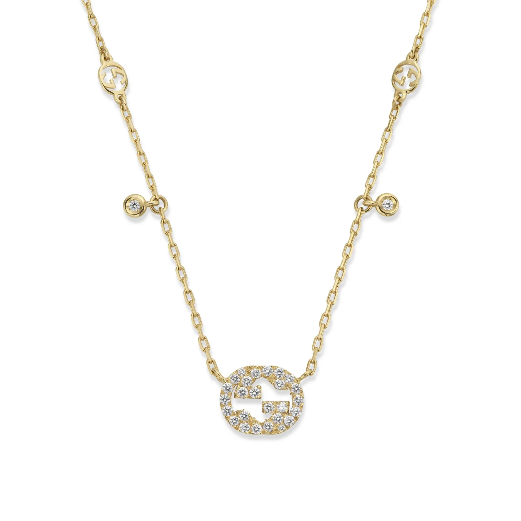 Gucci Interlocking 18ct Yellow Gold Diamond Necklace