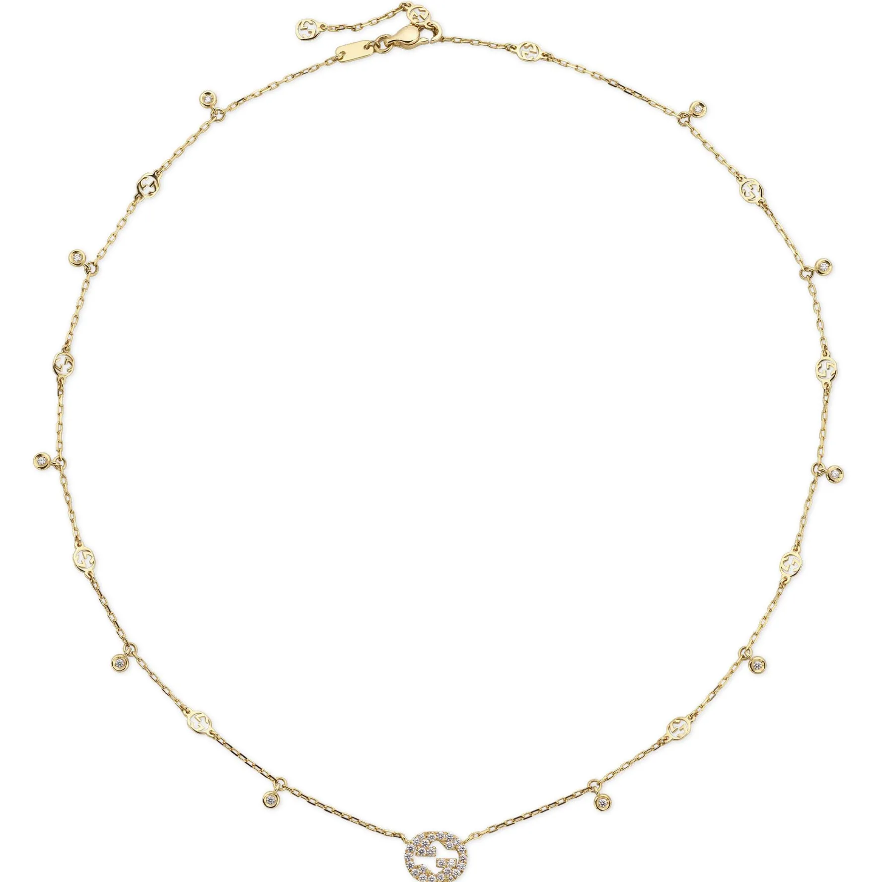 Gucci Interlocking 18ct Yellow Gold Diamond Necklace
