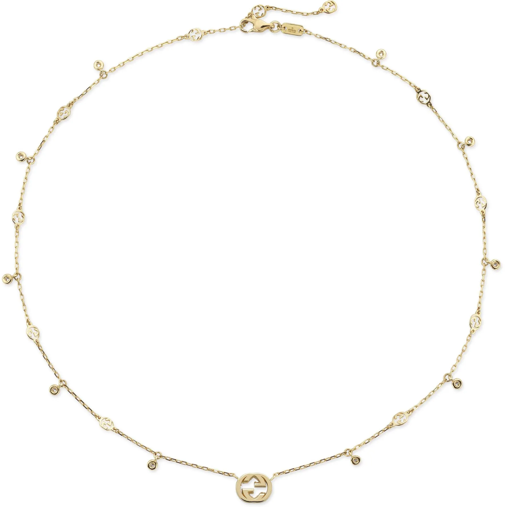 Gucci Interlocking 18ct Yellow Gold Diamond Necklace
