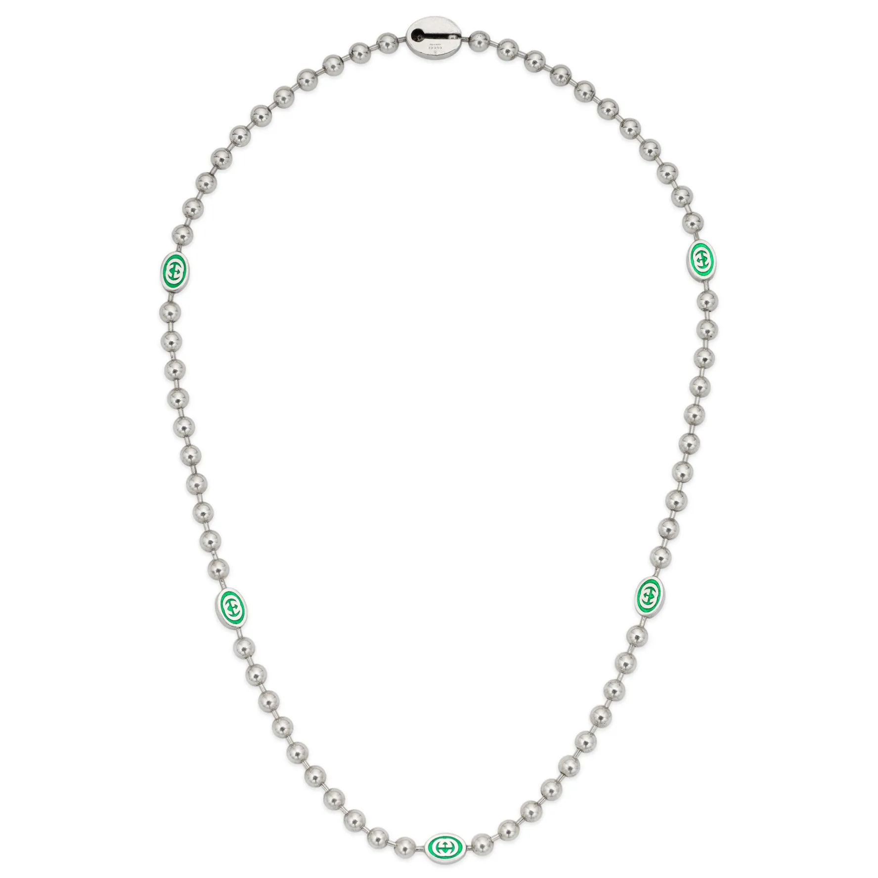 Gucci Interlocking G Silver Boule Necklace